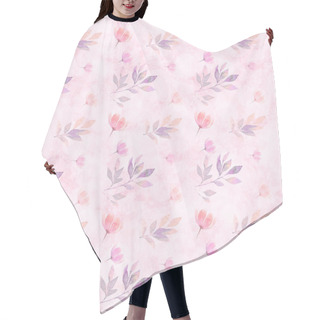 Personality  Trendy Seamless Pattern With Different Watercolor Floral Elements On Light Pink Background. Hair Cutting Cape