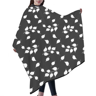 Personality  Vector Seamless Black And White Pattern With Outlines Of Branches And Falling Leaves On A Black Background. Eps 10. Hair Cutting Cape