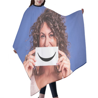 Personality  Young Woman With Smiley Emoticon Hair Cutting Cape