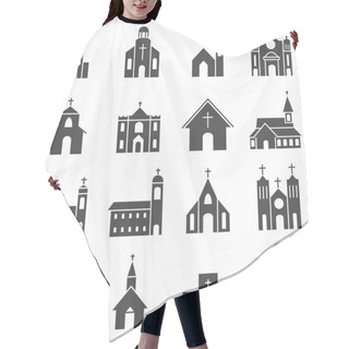 Personality  Church Building Icon Vector Set Hair Cutting Cape