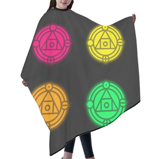 Personality  Alchemy Four Color Glowing Neon Vector Icon Hair Cutting Cape