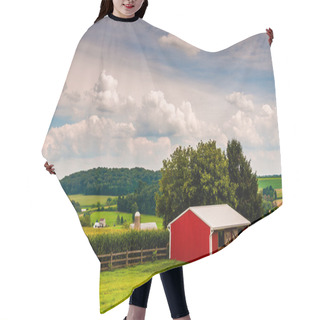 Personality  Small Red Stable And View Of Farms In Southern York County, Penn Hair Cutting Cape