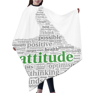 Personality  Attitude Concept In Word Tag Cloud Of Thumb Up Shape Hair Cutting Cape