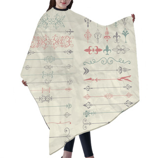 Personality  Hand Drawn Dividers, Arrows, Swirls On Crumpled Paper Hair Cutting Cape