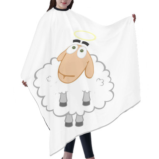 Personality  Cute Lamb Character With Blank White Sign  Hair Cutting Cape