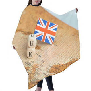 Personality  The National Union Jack Flag Of Great Britian ,blue And Red On World Map,travel Concept Hair Cutting Cape