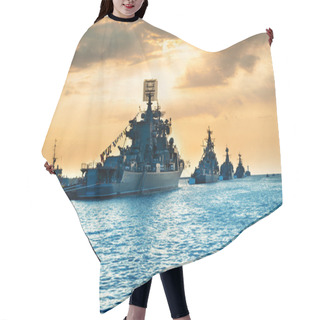 Personality  Military Navy Ships In A Sea Bay Hair Cutting Cape