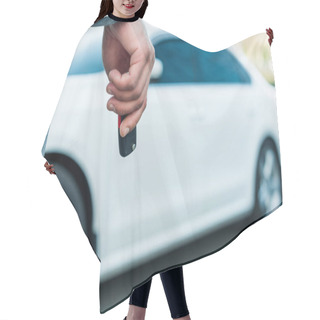 Personality  Partial View Of Businessman With Car Keys In Hand And Car On Background Hair Cutting Cape