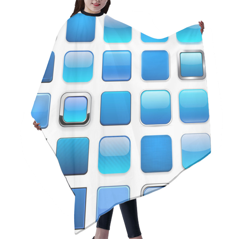 Personality  Square Blue App Icons. Hair Cutting Cape