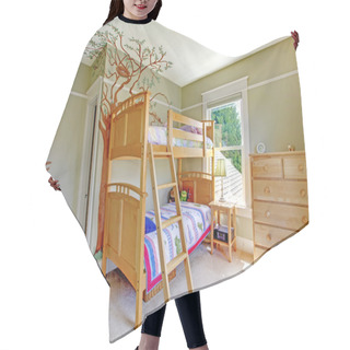 Personality  Baby Girl Bedroom With Double Bulk Bed. Hair Cutting Cape