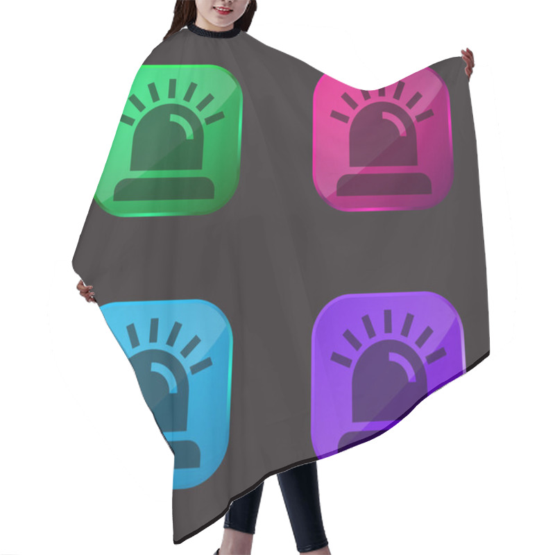 Personality  Alarm four color glass button icon hair cutting cape