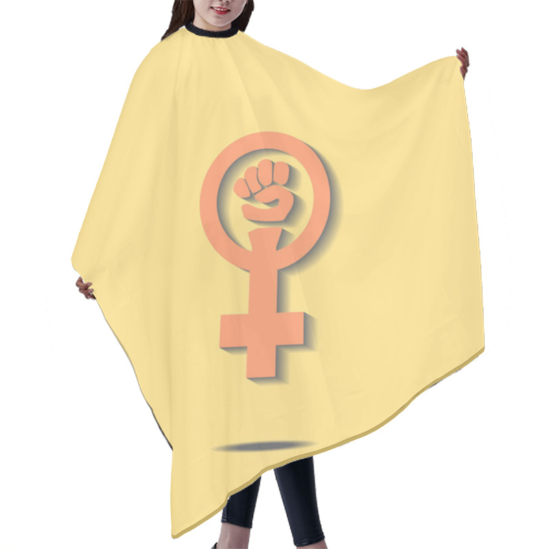 Personality  Orange feminism sign hair cutting cape