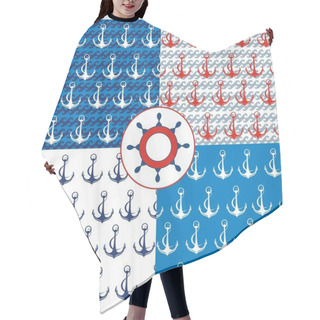 Personality  Set Of Sea And Nautical Seamless Patterns Hair Cutting Cape