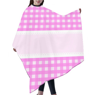 Personality  Vector Card With Pink Checkered Background Hair Cutting Cape