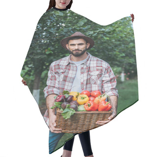 Personality  Farmer Holding Basket With Vegetables Hair Cutting Cape