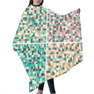 Personality  Set Of Seamless Patterns With Triangles And Squares. Hair Cutting Cape