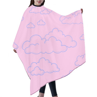 Personality  Seamless Doodle. Cartoon Clouds Contour On A Pink Background. Sketch Vector Illustration. Hair Cutting Cape
