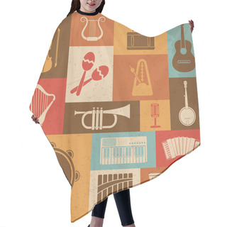 Personality  Retro Musical Instruments Icons. Vector Illustration Hair Cutting Cape