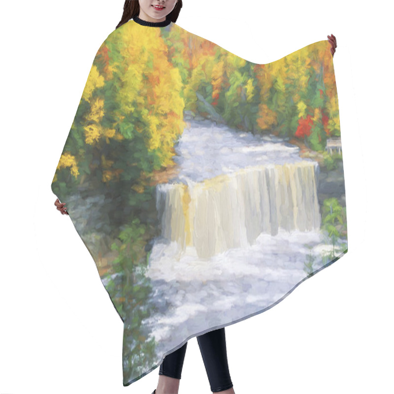 Personality  Impressionist Art Of Upper Tahquamenon Falls In The Upper Peninsula Of Michagin Tahquamenon Falls State Park USA Hair Cutting Cape