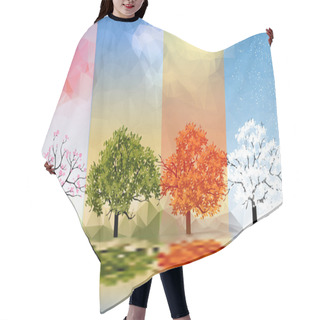 Personality  Four Seasons Banners With Trees And Lake Reflection - Vector Illustration Hair Cutting Cape