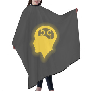 Personality  Bald Head With Puzzle Brain Yellow Glowing Neon Icon Hair Cutting Cape