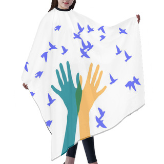 Personality  Hands Releasing A Flock Of Birds Hair Cutting Cape