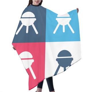 Personality  Barbecue Blue And Red Four Color Minimal Icon Set Hair Cutting Cape