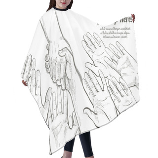 Personality  Helping Hand Concept Hands Taking Each Other Vector Line Illustration Hair Cutting Cape