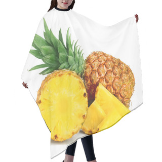 Personality  Pineapple With Slices Isolated On White Background Hair Cutting Cape