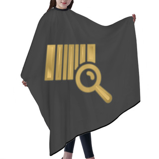 Personality  Barcode Identification Gold Plated Metalic Icon Or Logo Vector Hair Cutting Cape