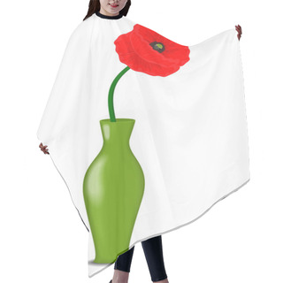 Personality  One Red Poppy Flower In A Vase Hair Cutting Cape