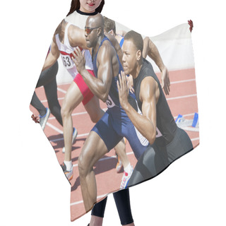 Personality  Male Athletics Sprinting On Running Track Hair Cutting Cape