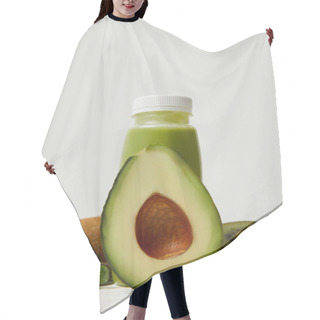 Personality  Green Smoothie With Fresh Avocado, Kiwi And Mint On Wooden Surface    Hair Cutting Cape