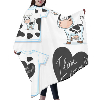 Personality  Shirt With Cute Black And White Cow - Vector Illustration Hair Cutting Cape