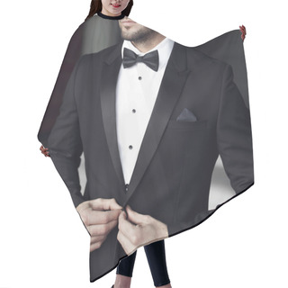 Personality  Sexy Man In Tuxedo And Bow Tie Hair Cutting Cape