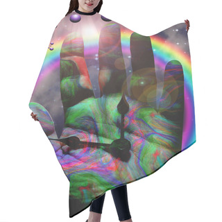 Personality  Colorful Hand Of Time Hair Cutting Cape