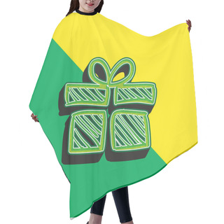 Personality  Birthday Giftbox Sketch Green And Yellow Modern 3d Vector Icon Logo Hair Cutting Cape