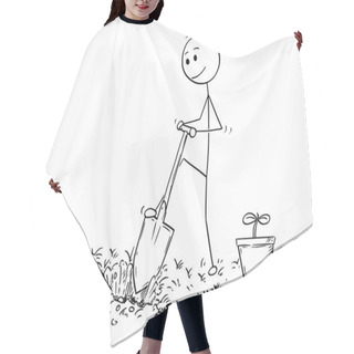 Personality  Cartoon Of Gardener Digging A Hole For Plant Hair Cutting Cape