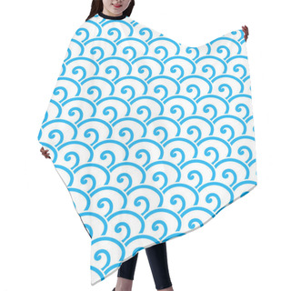 Personality  Seamless Traditional Japanese Seigaiha Ocean Wave Pattern Hair Cutting Cape