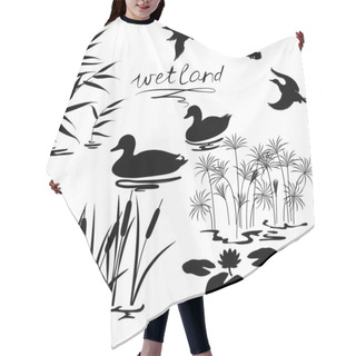 Personality  Wetland Plants And Birds Set Hair Cutting Cape