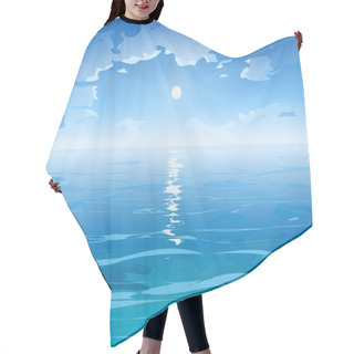 Personality  An Illustration Of A Sea Scenery Blue Sky Sun Water Reflections Hair Cutting Cape