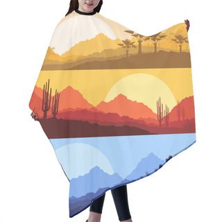 Personality  Desert Wild Nature Landscapes With Cactus And Palm Tree Plants Hair Cutting Cape