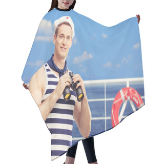 Personality  Sailor On A Boat Holding Binoculars Hair Cutting Cape