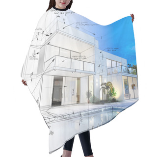 Personality  Luxurious Villa With Contrasting Realistic Rendering Hair Cutting Cape