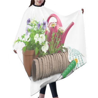 Personality  Flowers With Garden Tools Hair Cutting Cape