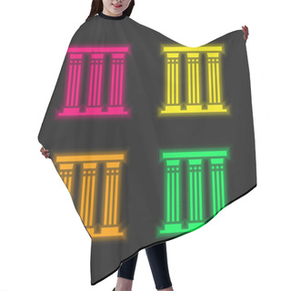 Personality  Ancient Pillar Four Color Glowing Neon Vector Icon Hair Cutting Cape