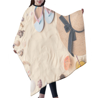 Personality  Summer Travel Objects On Light Sand Hair Cutting Cape