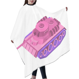 Personality  Toy Pink Tank Isometric On White Background. Military Machine Cl Hair Cutting Cape