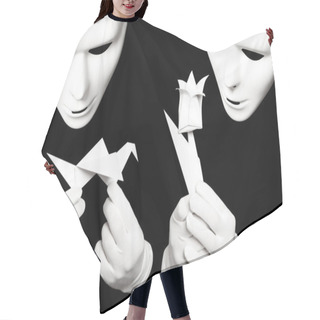 Personality  White Mask And Origami Hair Cutting Cape