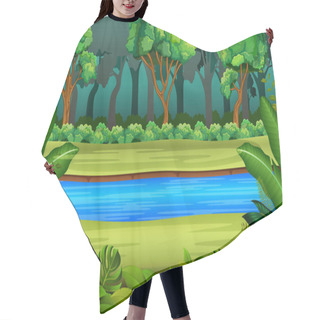 Personality  Cartoon Forest And River Hair Cutting Cape